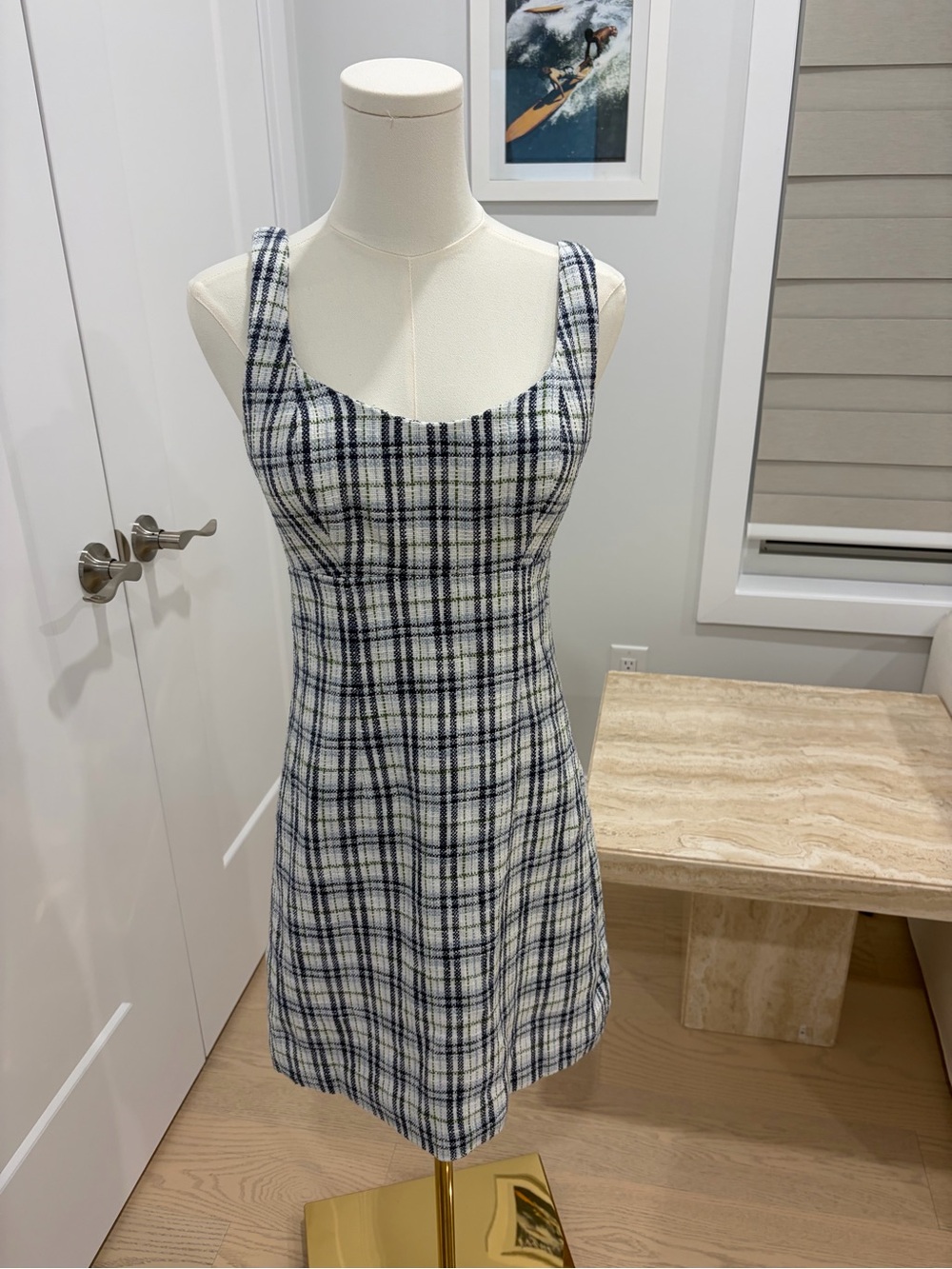 Plaid Abercombie & Fitch Sleeveless Square-Neck Midi Dress (Small, Tall)
